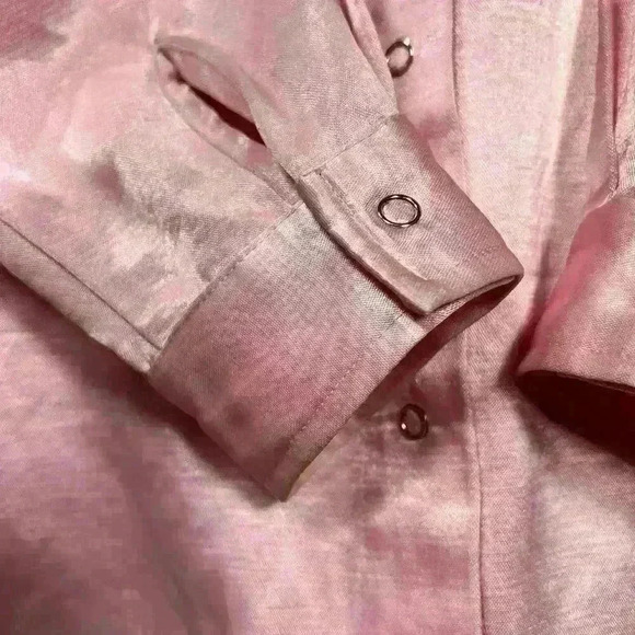 VINTAGE Newport News Silky Button Up Pajama Style Oversized Blouse Women Small - Picture 5 of 12